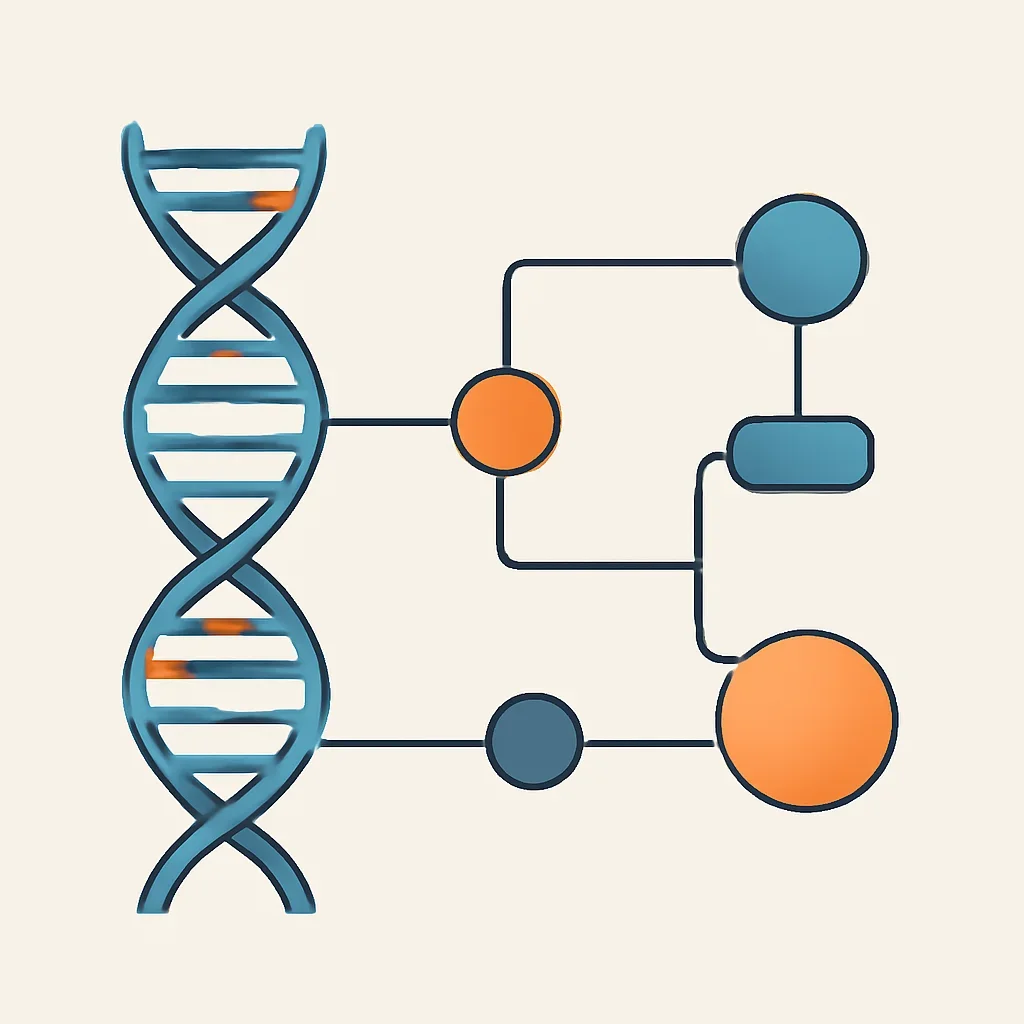 Educational genetic pathway illustration for educational content hub