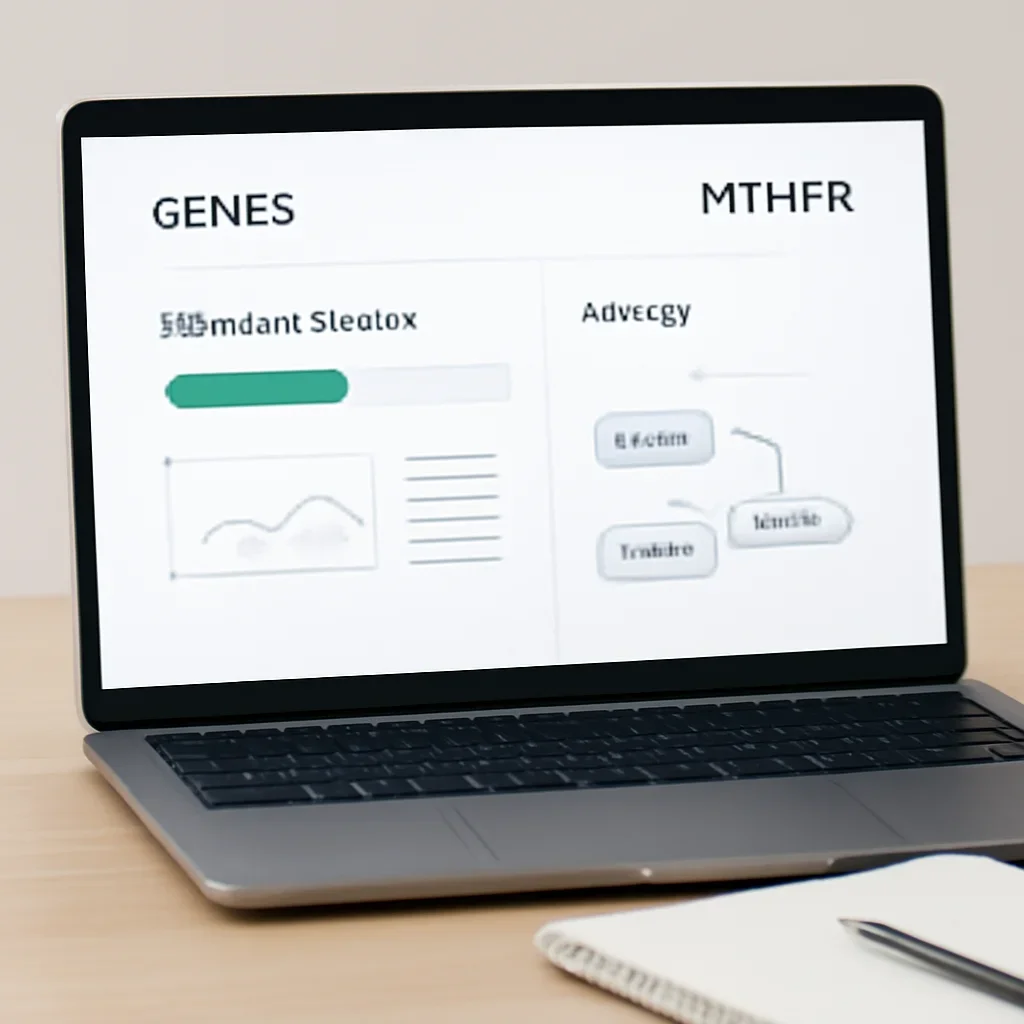 MTHFR genetic report showing folate methylation and homocysteine pathway context