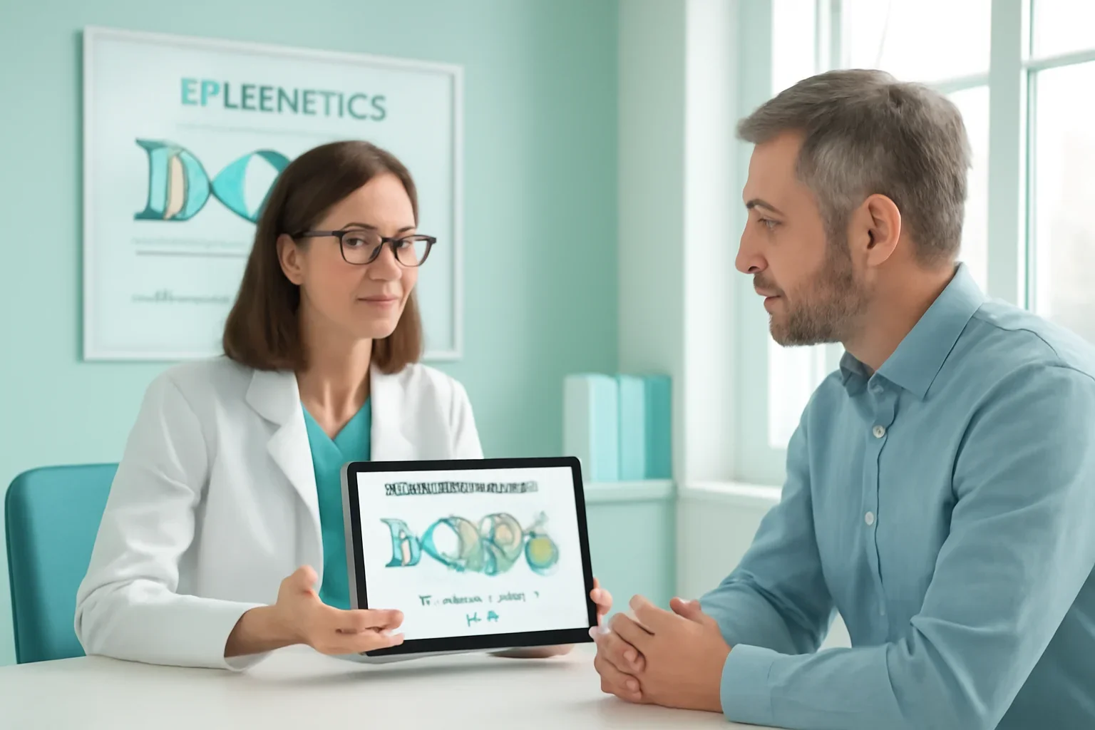 DNA methylation and epigenetics educational illustration showing genetic and gene regulation concepts