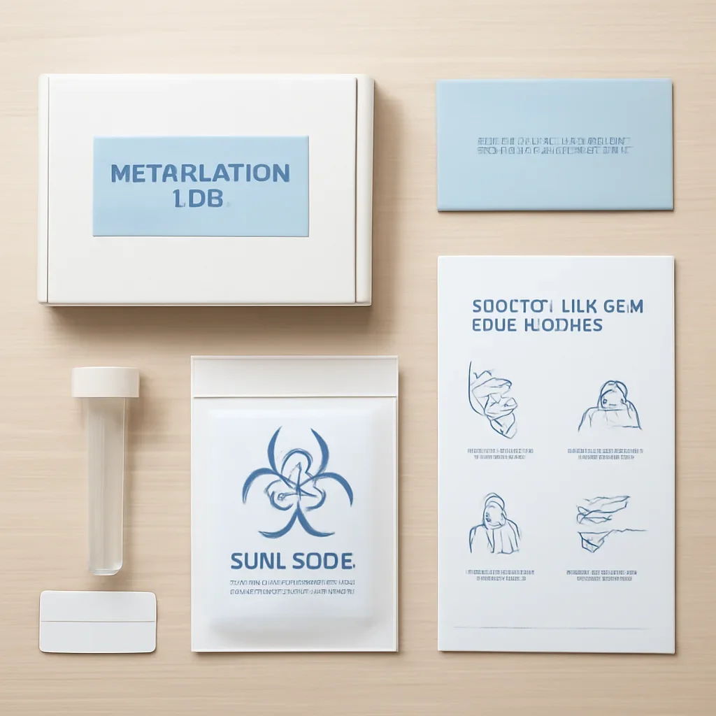 At-home methylation test kit oral swab collection packaging and return workflow